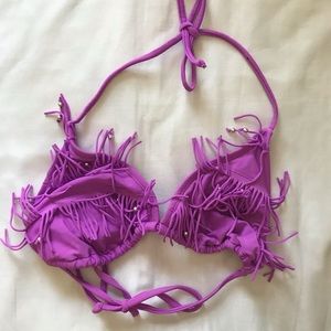 Magenta Fringe Bikini Top